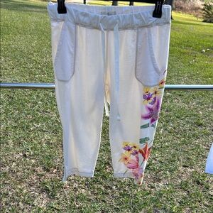 Floral Print Women's Joggers in White